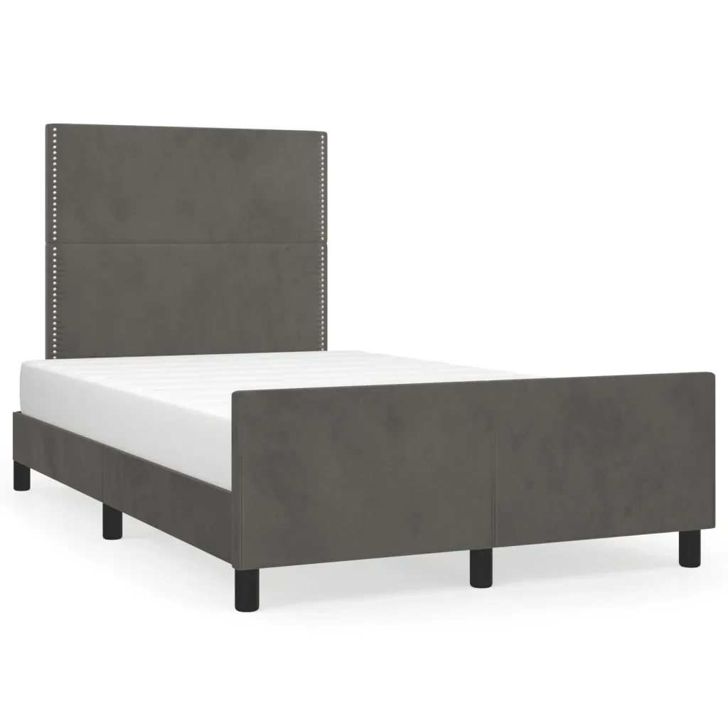 Letto matrimoniale | Letto per adulti | Giroletto senza Materasso Grigio Scuro 120x190 cm Velluto