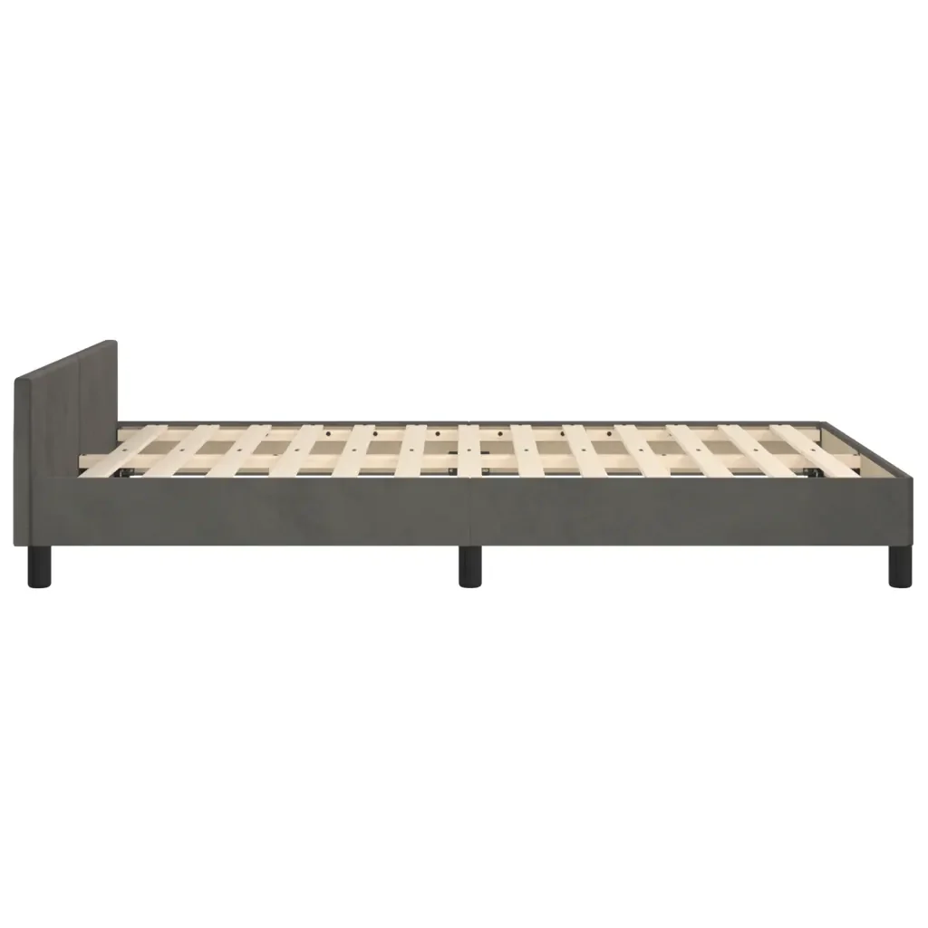 Letto matrimoniale | Letto per adulti | Giroletto senza Materasso Grigio Scuro 120x190 cm Velluto - Image 7