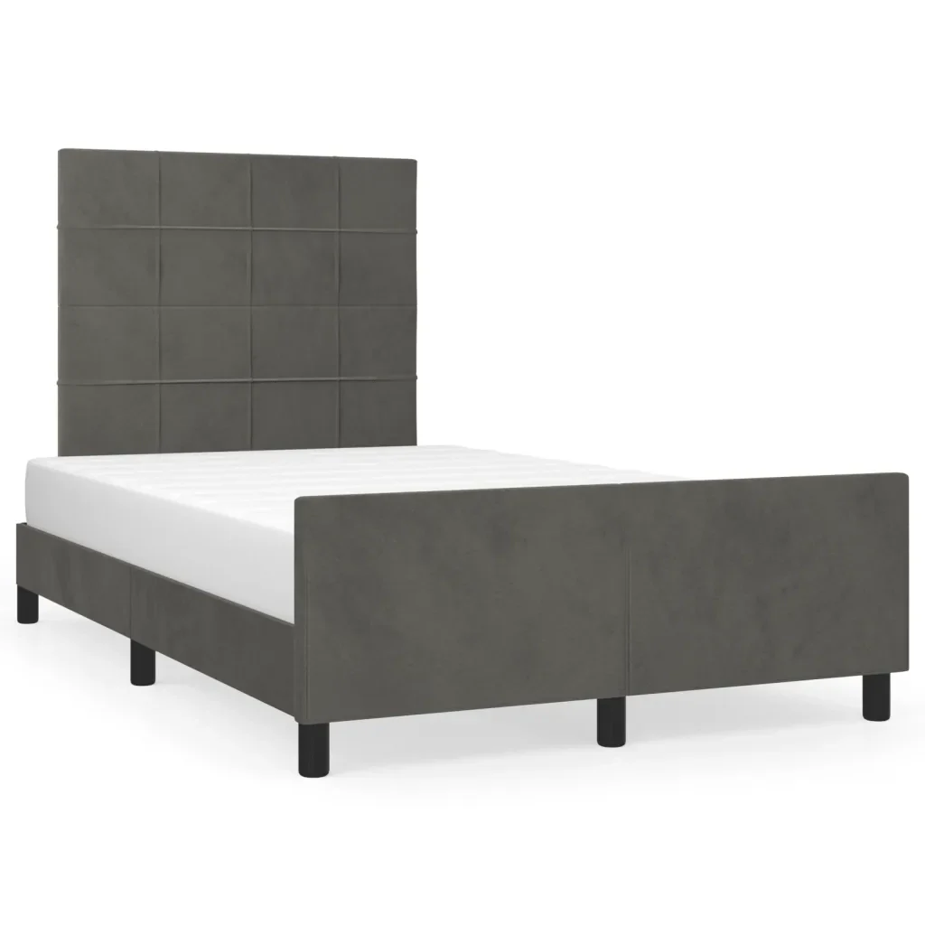 Letto matrimoniale | Letto per adulti | Giroletto senza Materasso Grigio Scuro 120x190 cm Velluto