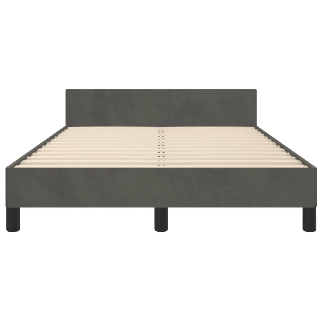 Letto matrimoniale | Letto per adulti | Giroletto senza Materasso Grigio Scuro 120x190 cm Velluto - Image 6