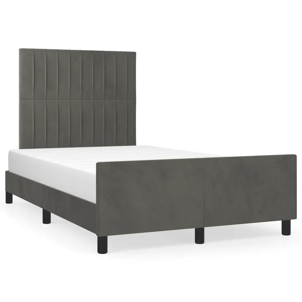 Letto matrimoniale | Letto per adulti | Giroletto senza Materasso Grigio Scuro 120x190 cm Velluto