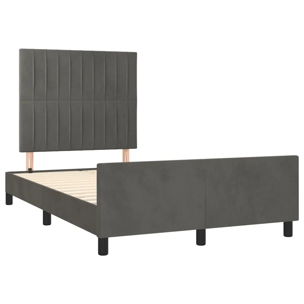 Letto matrimoniale | Letto per adulti | Giroletto senza Materasso Grigio Scuro 120x190 cm Velluto - Image 4