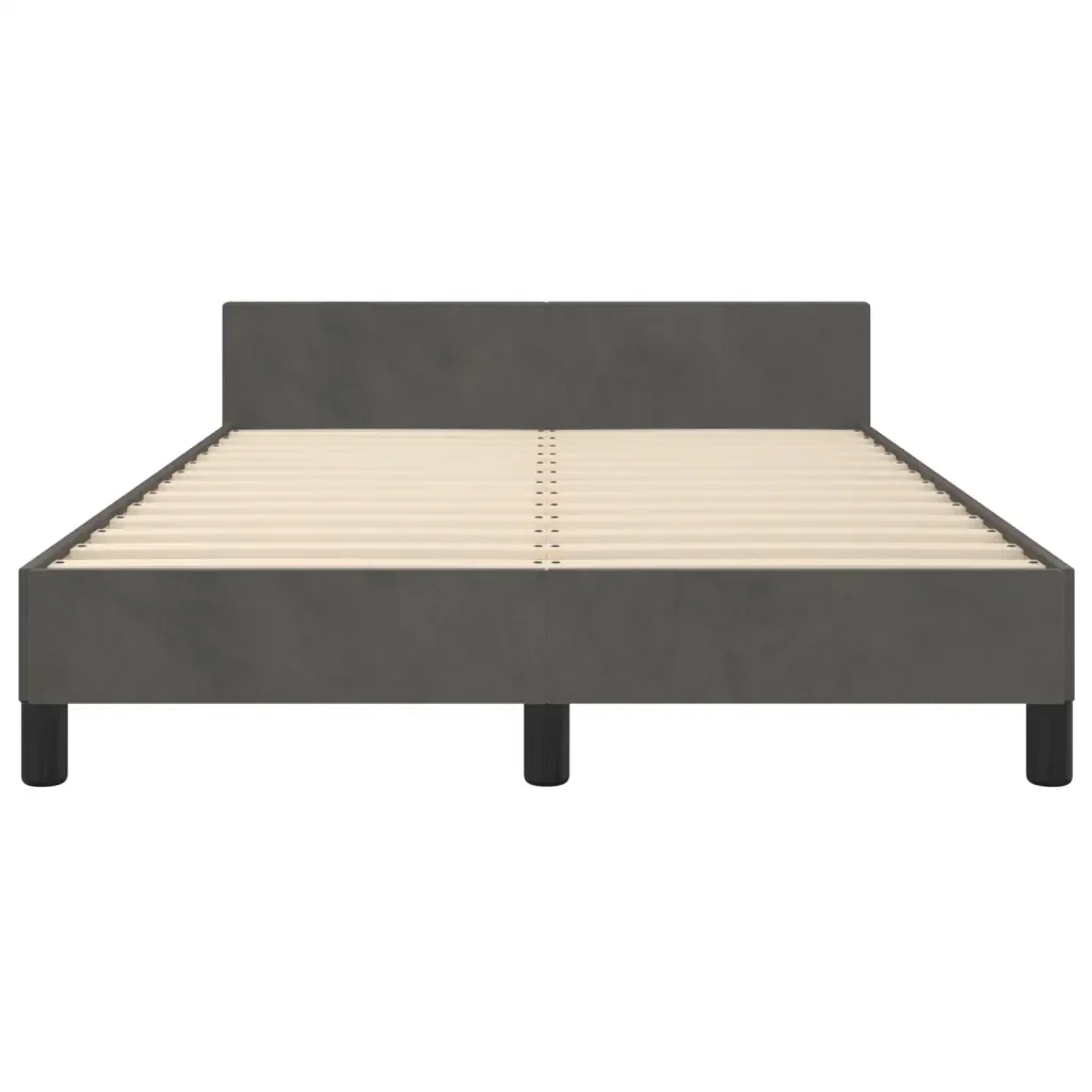 Letto matrimoniale | Letto per adulti | Giroletto senza Materasso Grigio Scuro 120x190 cm Velluto - Image 5