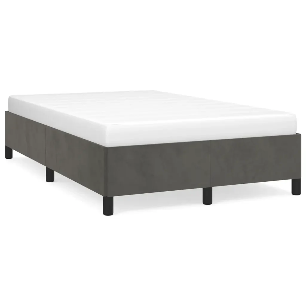 Letto matrimoniale | Letto per adulti | Giroletto senza Materasso Grigio Scuro 120x190 cm Velluto