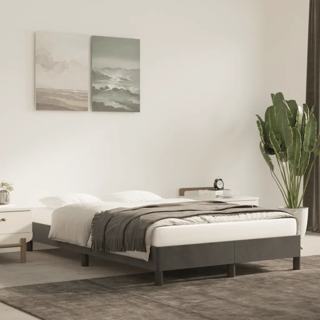 Letto matrimoniale | Letto per adulti | Giroletto senza Materasso Grigio Scuro 120x190 cm Velluto - Image 2