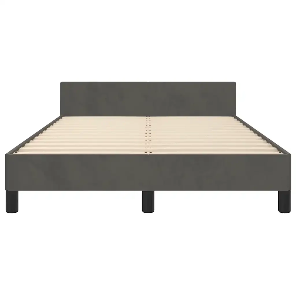 Letto matrimoniale | Letto per adulti | Giroletto senza Materasso Grigio Scuro 120x190 cm Velluto - Image 6