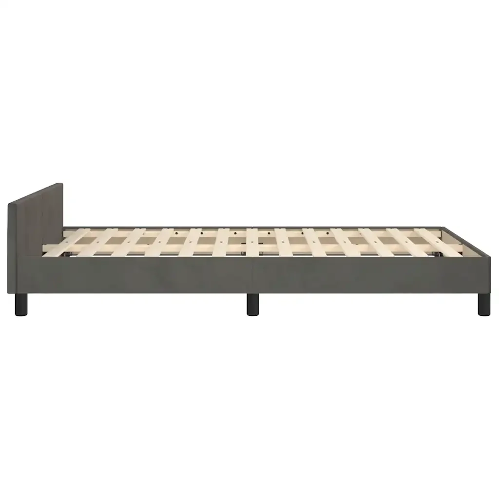 Letto matrimoniale | Letto per adulti | Giroletto senza Materasso Grigio Scuro 120x190 cm Velluto - Image 7