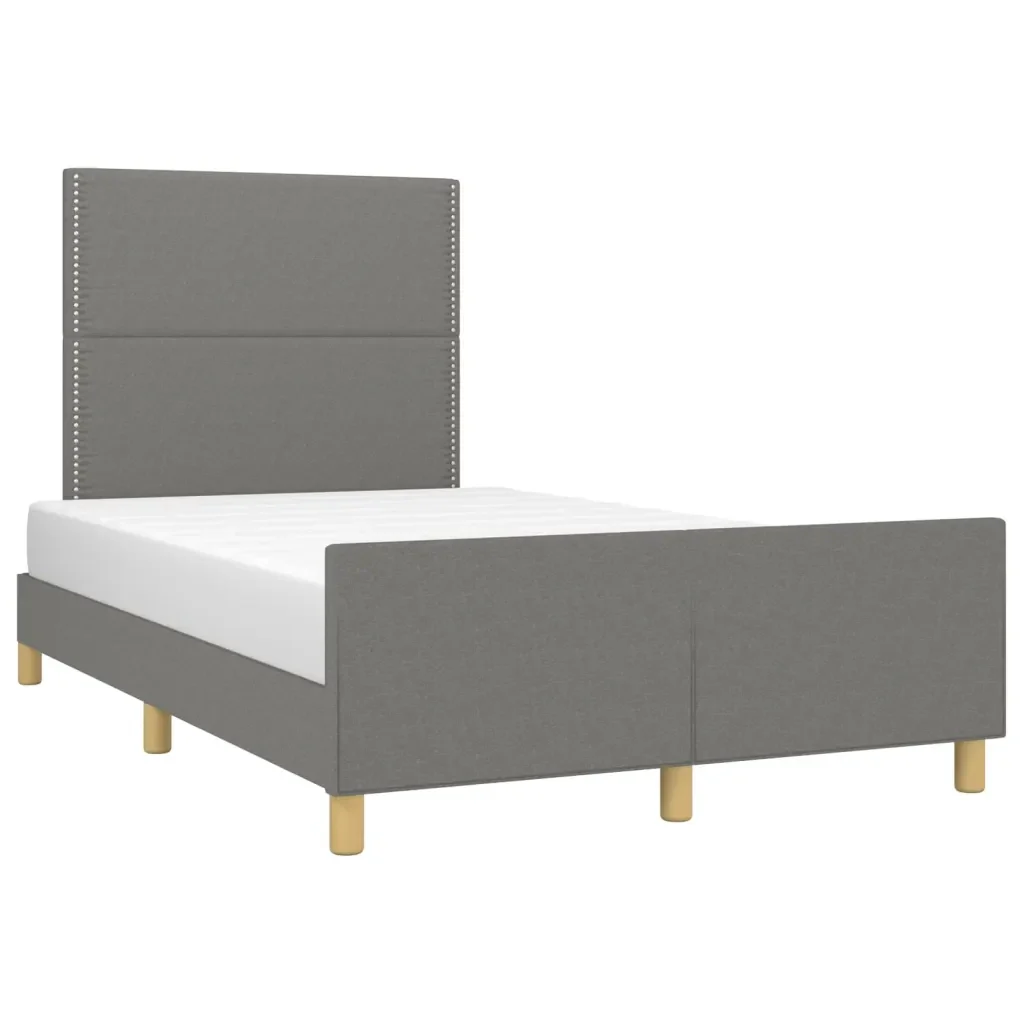 Letto matrimoniale | Letto per adulti | Giroletto senza Materasso Grigio Scuro 120x200 cm Tessuto - Image 4