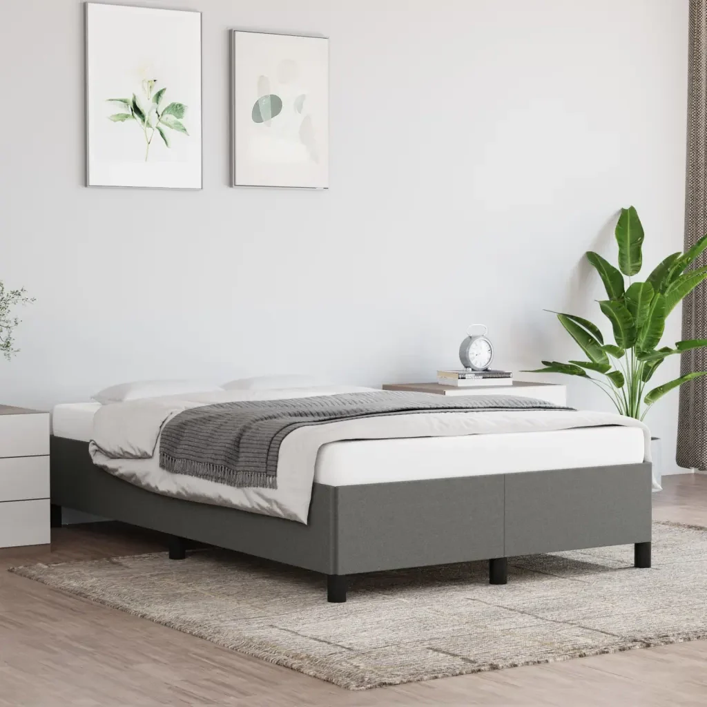 Letto matrimoniale | Letto per adulti | Giroletto senza Materasso Grigio Scuro 120x200 cm Tessuto - Image 2