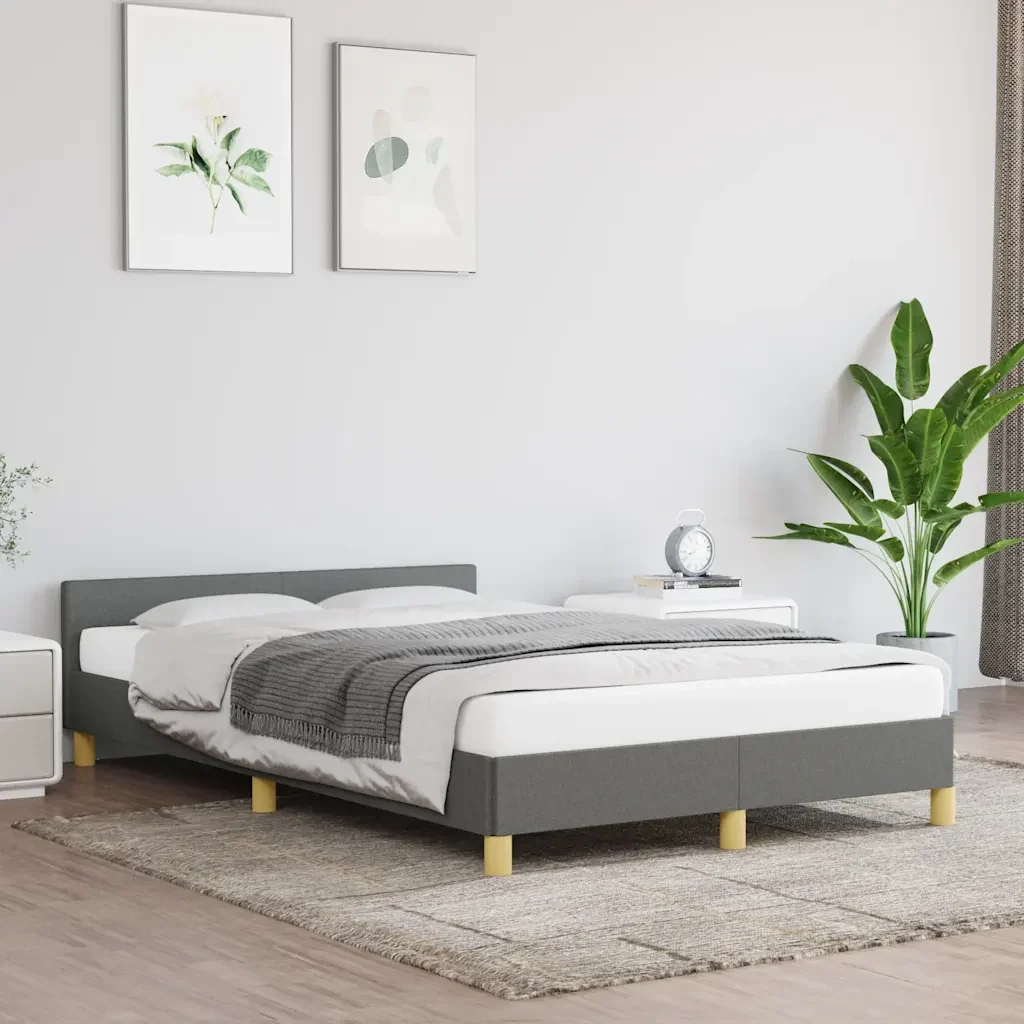 Letto matrimoniale | Letto per adulti | Giroletto senza Materasso Grigio Scuro 120x200 cm Tessuto - Image 2