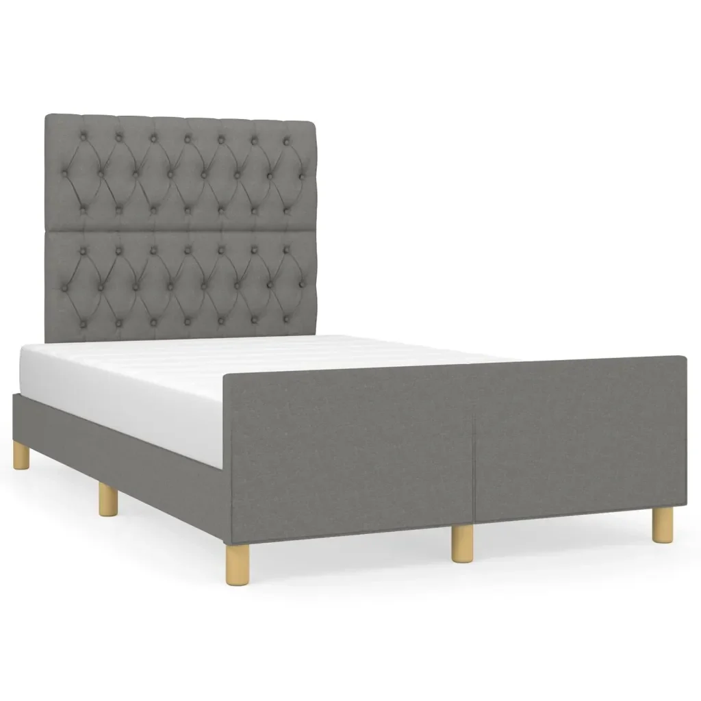 Letto matrimoniale | Letto per adulti | Giroletto senza Materasso Grigio Scuro 120x200 cm Tessuto