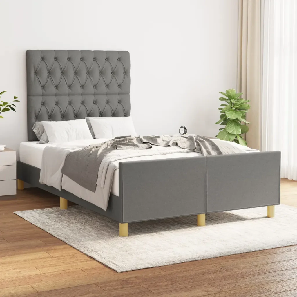 Letto matrimoniale | Letto per adulti | Giroletto senza Materasso Grigio Scuro 120x200 cm Tessuto - Image 2