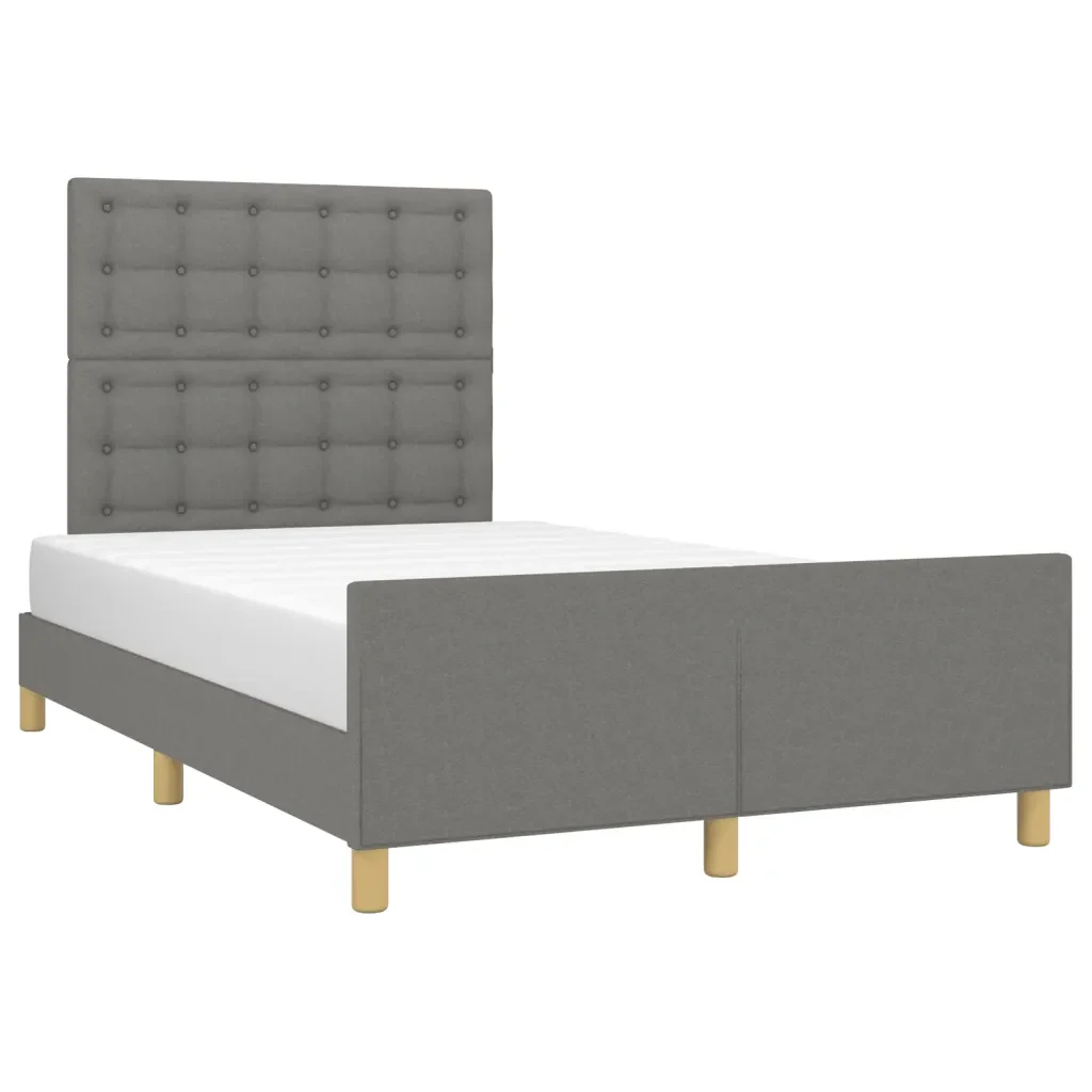 Letto matrimoniale | Letto per adulti | Giroletto senza Materasso Grigio Scuro 120x200 cm Tessuto - Image 4