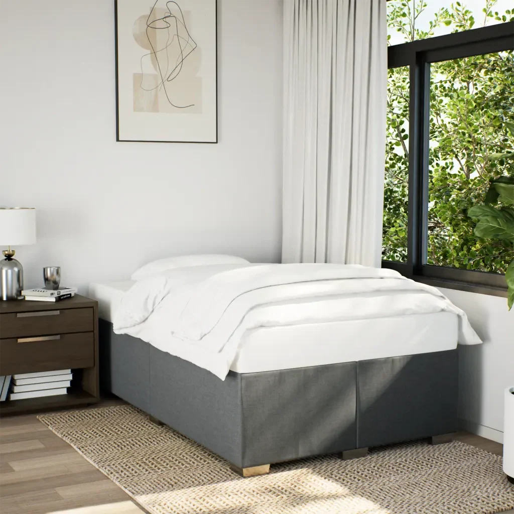 Letto matrimoniale | Letto per adulti | Giroletto senza Materasso Grigio Scuro 120x200 cm Tessuto - Image 2