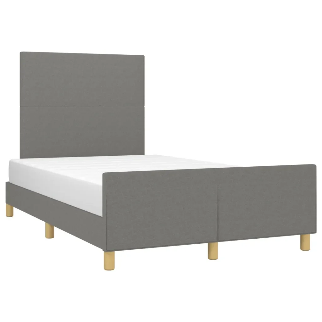 Letto matrimoniale | Letto per adulti | Giroletto senza Materasso Grigio Scuro 120x200 cm Tessuto - Image 4