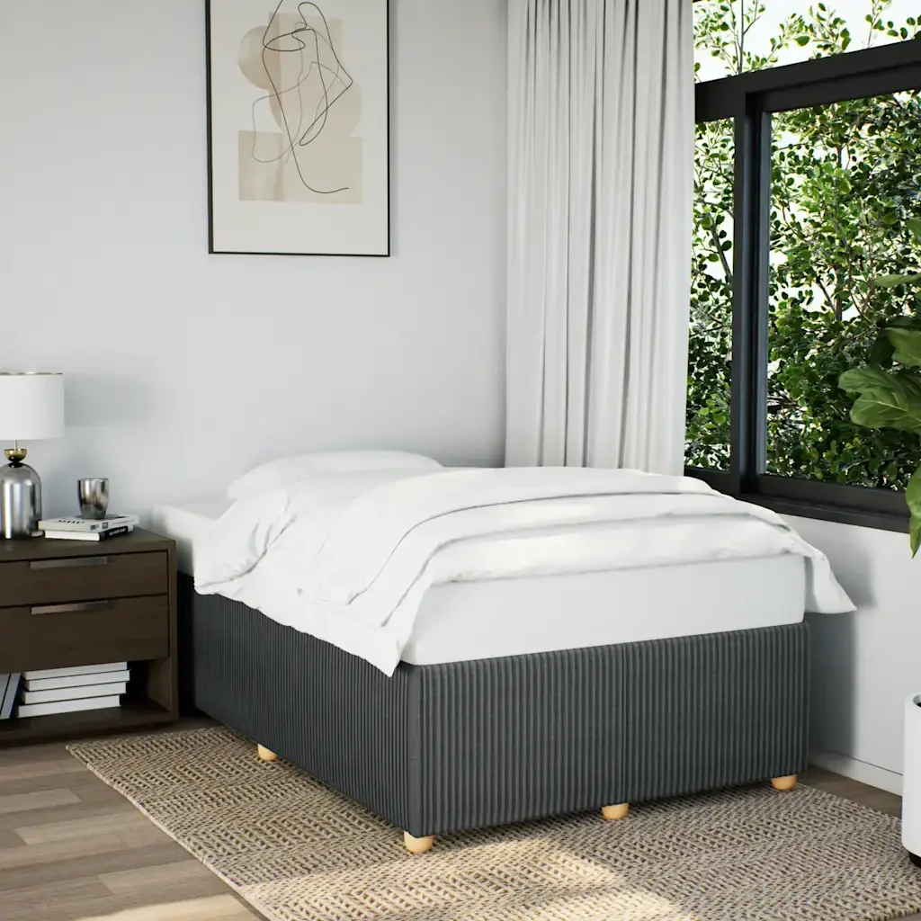 Letto matrimoniale | Letto per adulti | Giroletto senza Materasso Grigio Scuro 120x200 cm Tessuto - Image 2