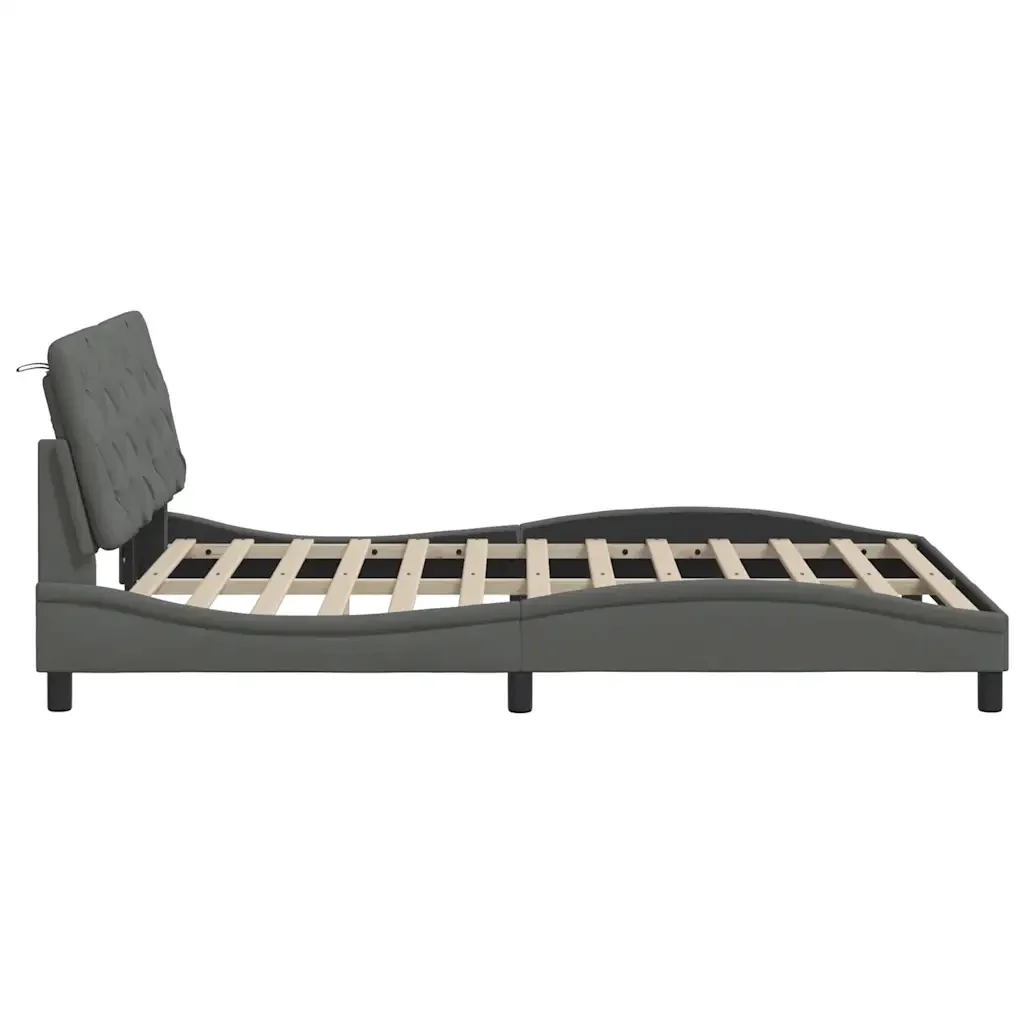 Letto matrimoniale | Letto per adulti | Giroletto senza Materasso Grigio Scuro 120x200 cm Tessuto - Image 8
