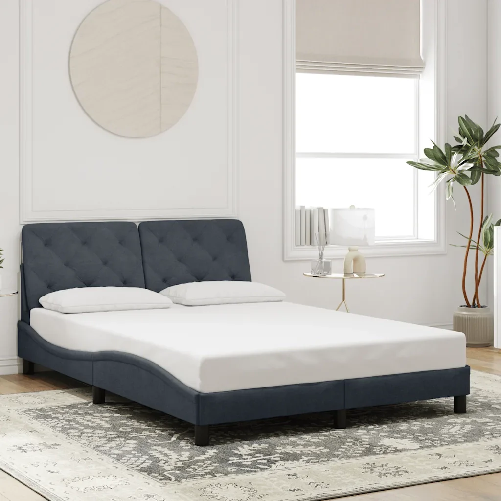 Letto matrimoniale | Letto per adulti | Giroletto senza Materasso Grigio Scuro 120x200 cm Velluto - Image 2