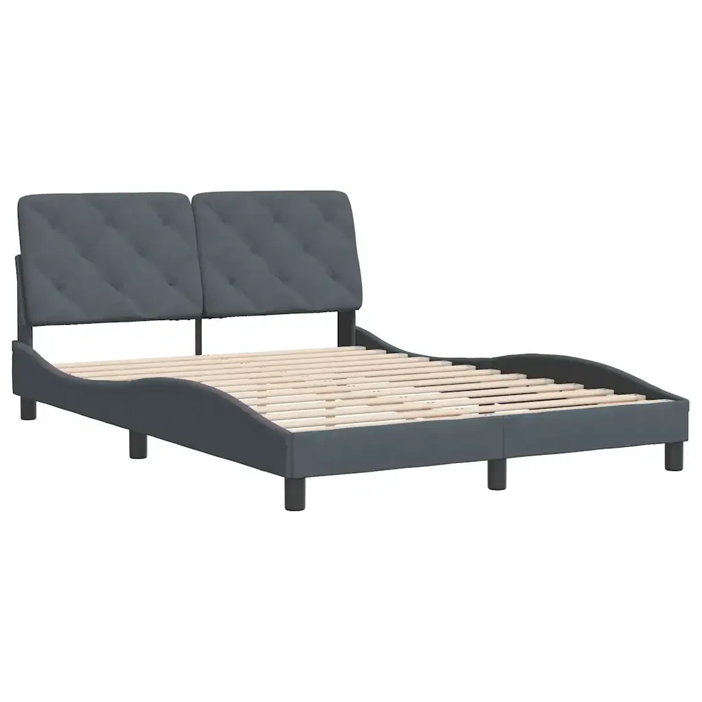 Letto matrimoniale | Letto per adulti | Giroletto senza Materasso Grigio Scuro 120x200 cm Velluto - Image 3