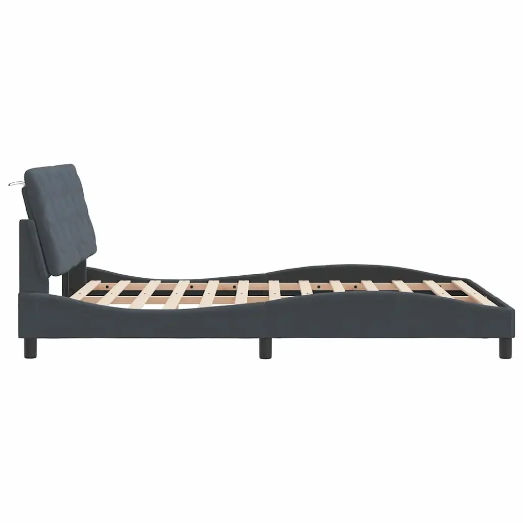 Letto matrimoniale | Letto per adulti | Giroletto senza Materasso Grigio Scuro 120x200 cm Velluto - Image 6