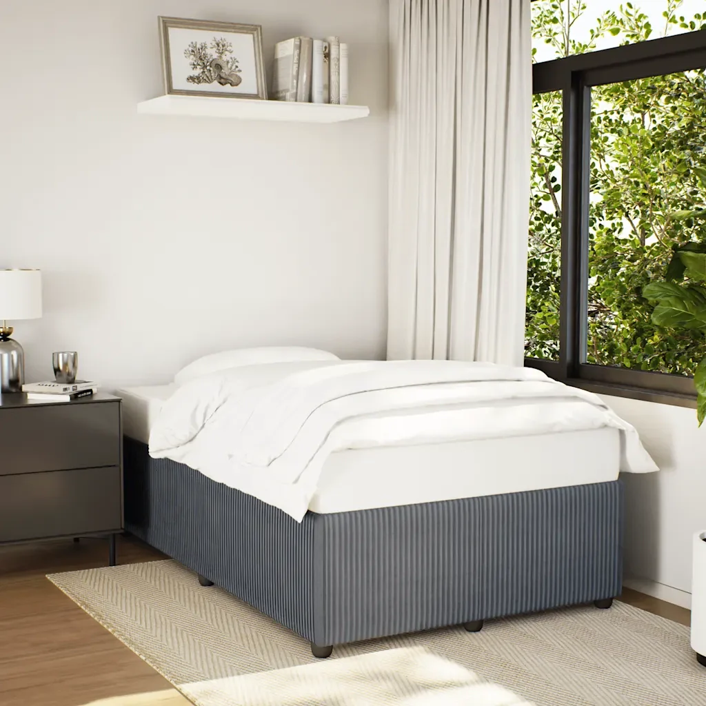 Letto matrimoniale | Letto per adulti | Giroletto senza Materasso Grigio Scuro 120x200 cm Velluto - Image 2