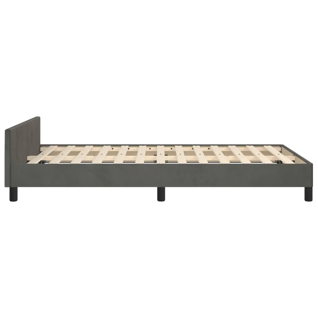 Letto matrimoniale | Letto per adulti | Giroletto senza Materasso Grigio Scuro 120x200 cm Velluto - Image 7