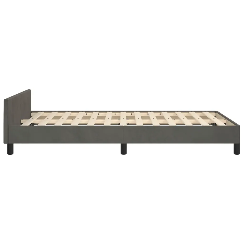 Letto matrimoniale | Letto per adulti | Giroletto senza Materasso Grigio Scuro 120x200 cm Velluto - Image 7