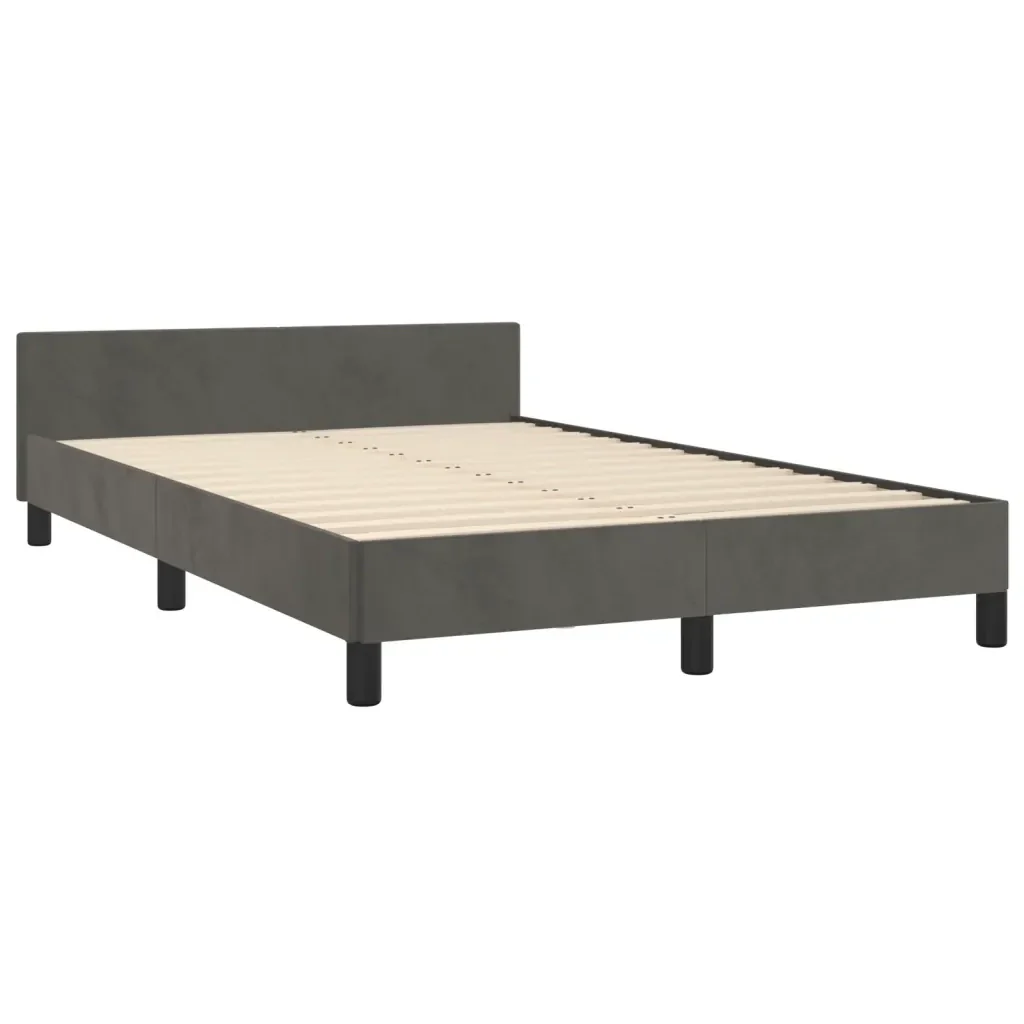 Letto matrimoniale | Letto per adulti | Giroletto senza Materasso Grigio Scuro 120x200 cm Velluto - Image 5