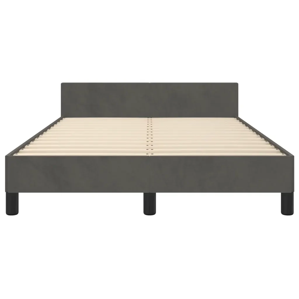 Letto matrimoniale | Letto per adulti | Giroletto senza Materasso Grigio Scuro 120x200 cm Velluto - Image 6
