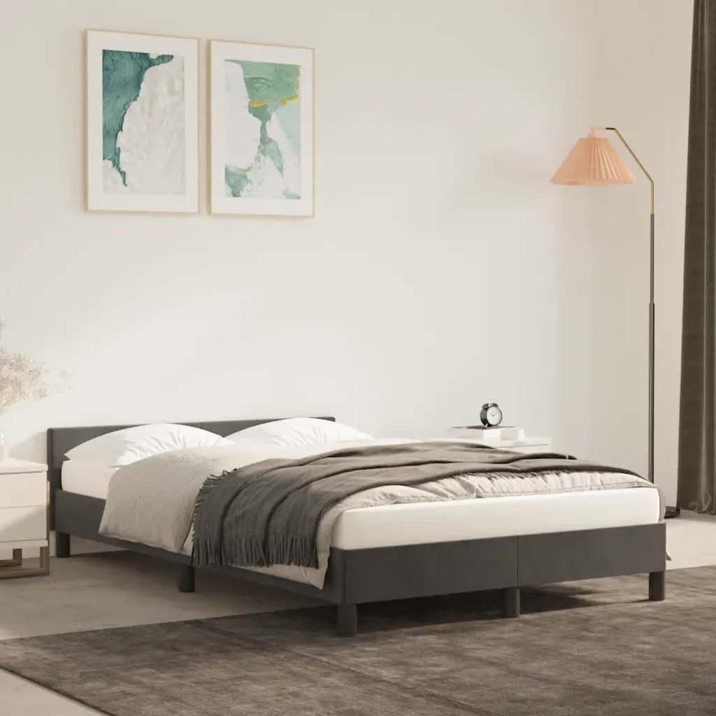 Letto matrimoniale | Letto per adulti | Giroletto senza Materasso Grigio Scuro 120x200 cm Velluto - Image 2