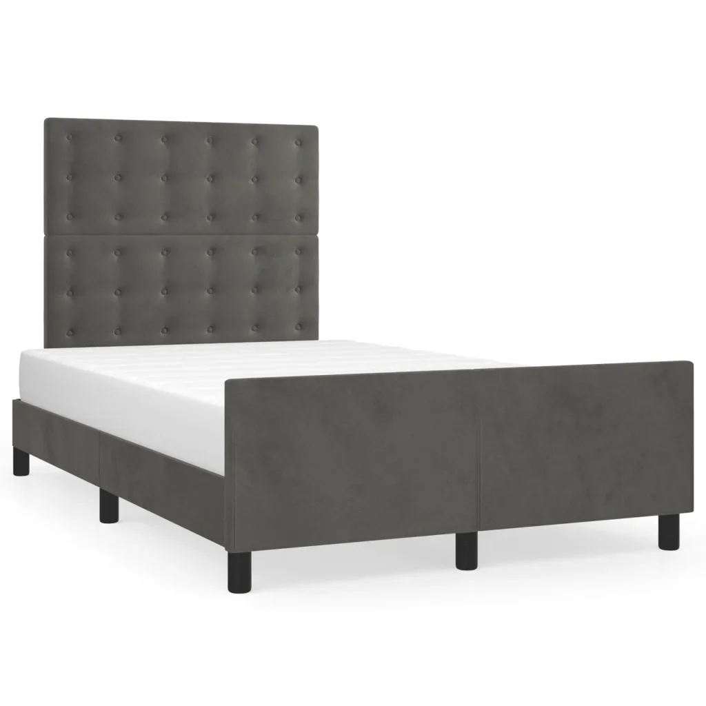 Letto matrimoniale | Letto per adulti | Giroletto senza Materasso Grigio Scuro 120x200 cm Velluto