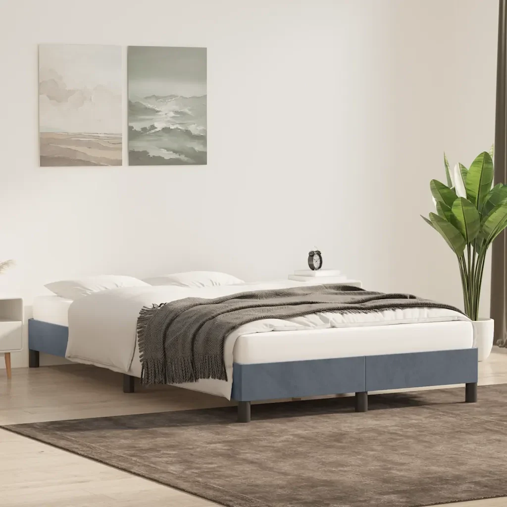Letto matrimoniale | Letto per adulti | Giroletto senza Materasso Grigio Scuro 120x220 cm Velluto - Image 4
