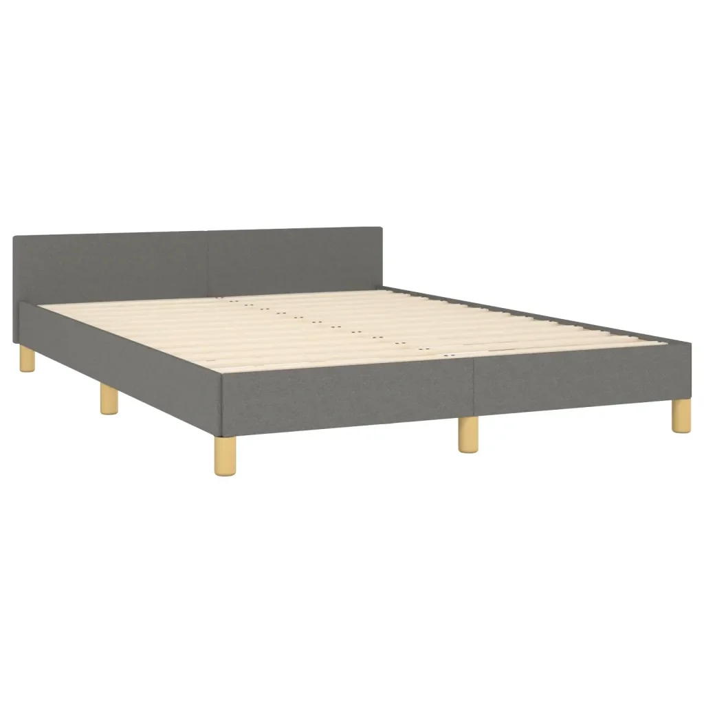 Letto matrimoniale | Letto per adulti | Giroletto senza Materasso Grigio Scuro 140x190 cm Tessuto - Image 5