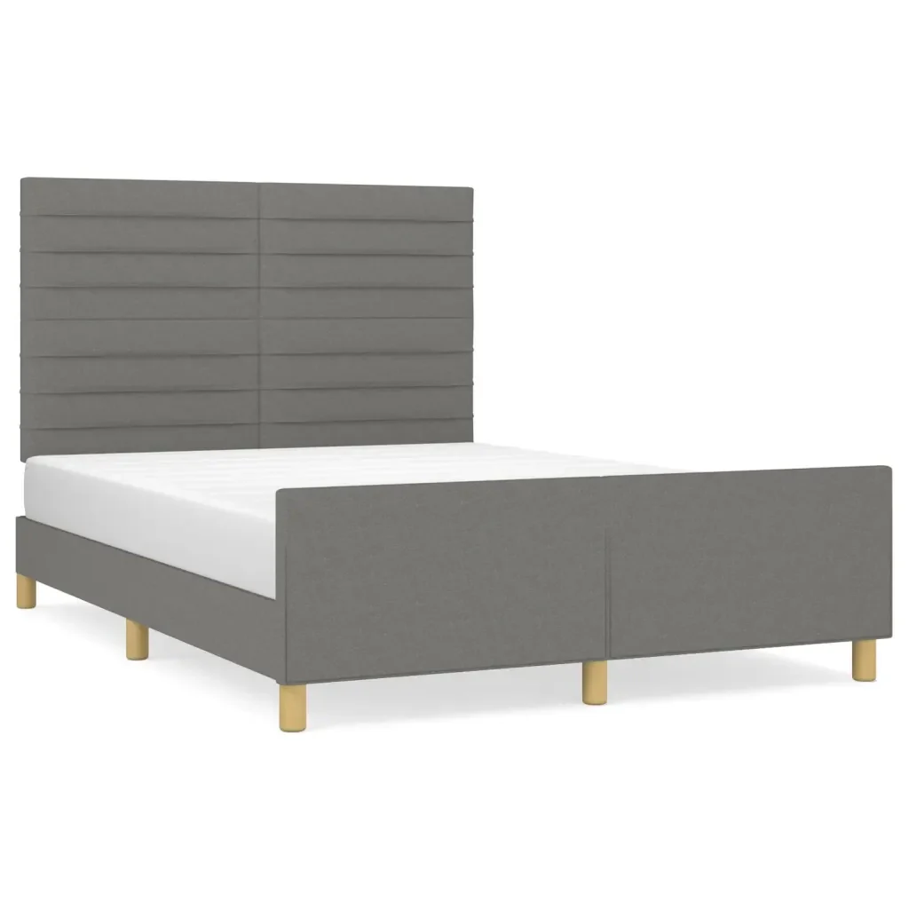Letto matrimoniale | Letto per adulti | Giroletto senza Materasso Grigio Scuro 140x190 cm Tessuto