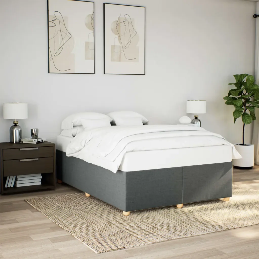 Letto matrimoniale | Letto per adulti | Giroletto senza Materasso Grigio Scuro 140x190 cm Tessuto - Image 2