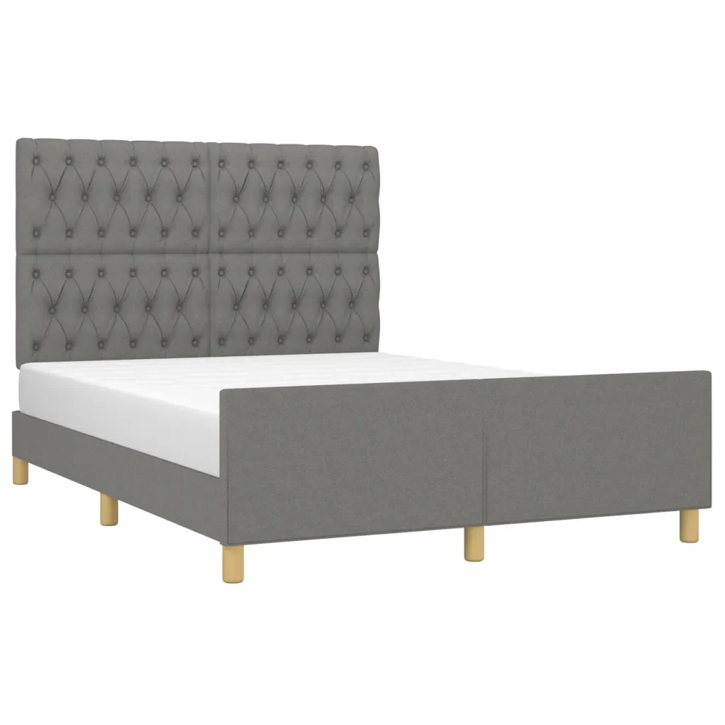 Letto matrimoniale | Letto per adulti | Giroletto senza Materasso Grigio Scuro 140x190 cm Tessuto - Image 4