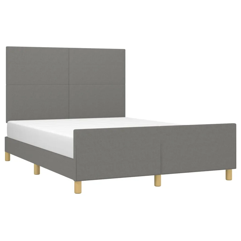 Letto matrimoniale | Letto per adulti | Giroletto senza Materasso Grigio Scuro 140x190 cm Tessuto - Image 4