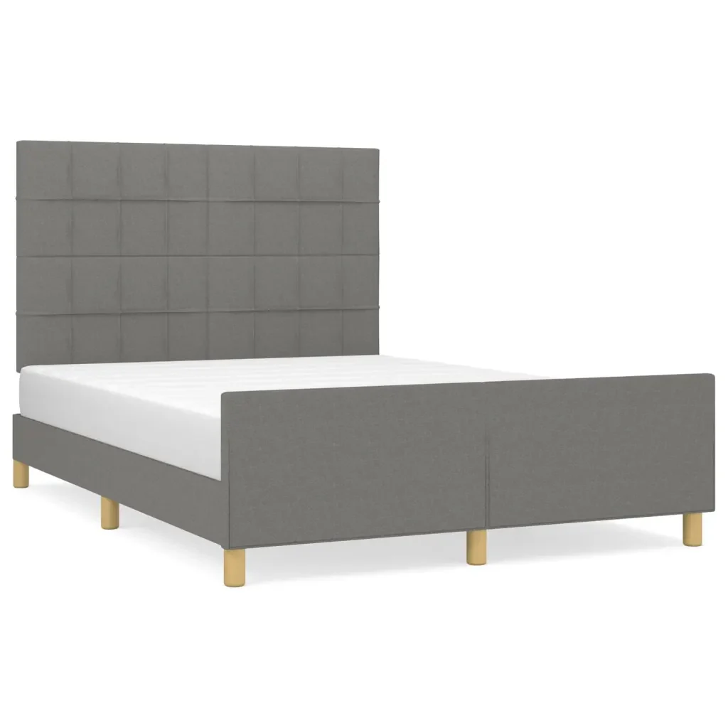 Letto matrimoniale | Letto per adulti | Giroletto senza Materasso Grigio Scuro 140x190 cm Tessuto