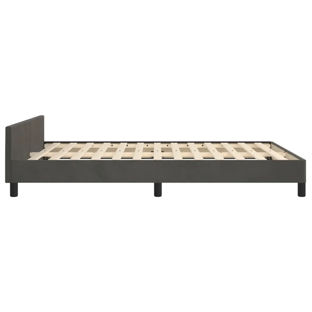 Letto matrimoniale | Letto per adulti | Giroletto senza Materasso Grigio Scuro 140x190 cm Velluto - Image 7