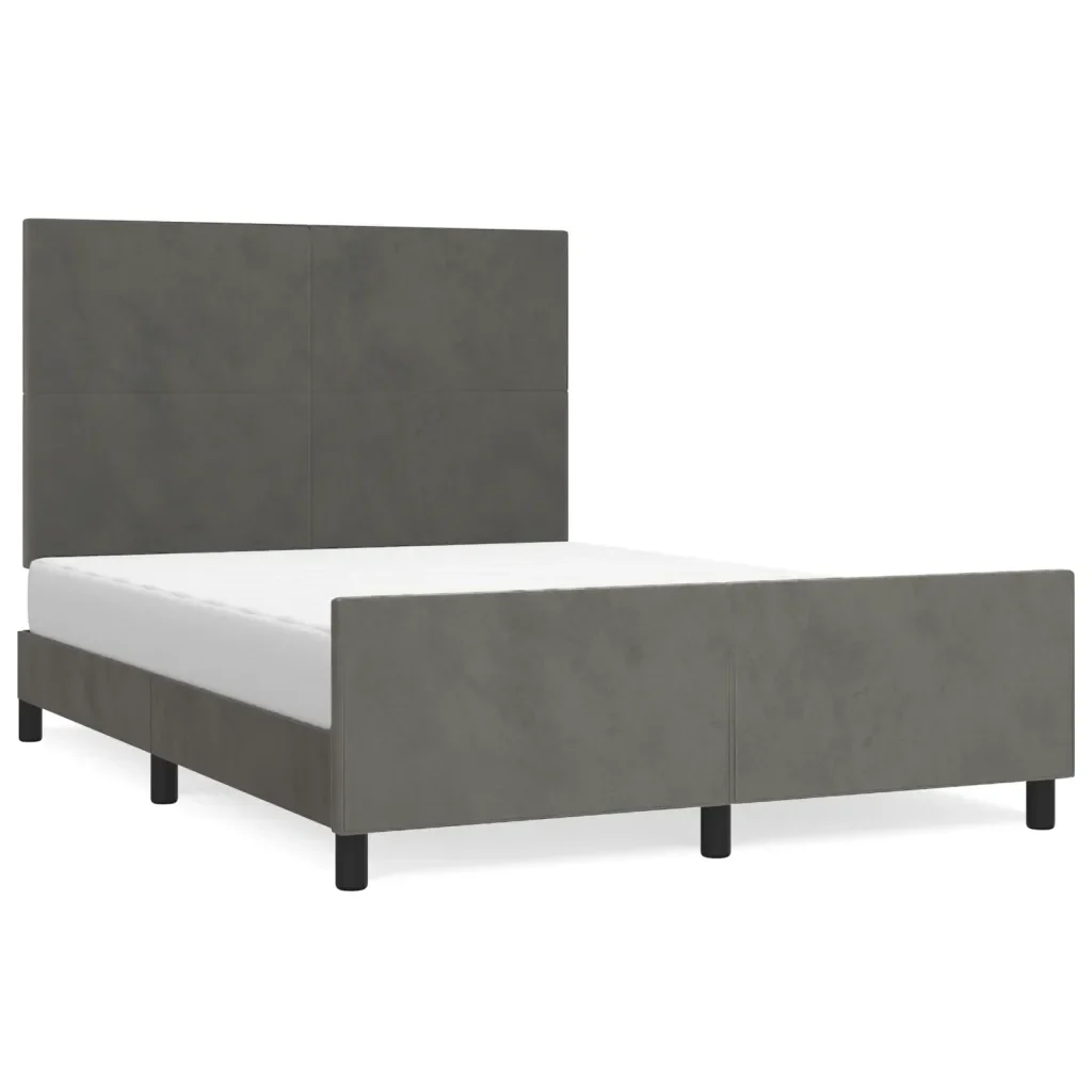 Letto matrimoniale | Letto per adulti | Giroletto senza Materasso Grigio Scuro 140x190 cm Velluto
