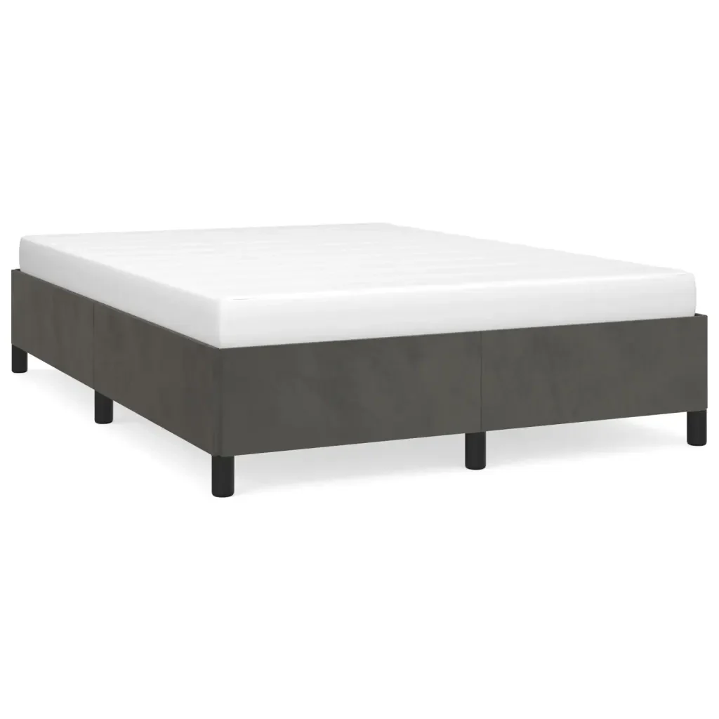 Letto matrimoniale | Letto per adulti | Giroletto senza Materasso Grigio Scuro 140x190 cm Velluto