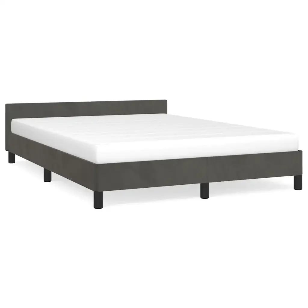 Letto matrimoniale | Letto per adulti | Giroletto senza Materasso Grigio Scuro 140x190 cm Velluto