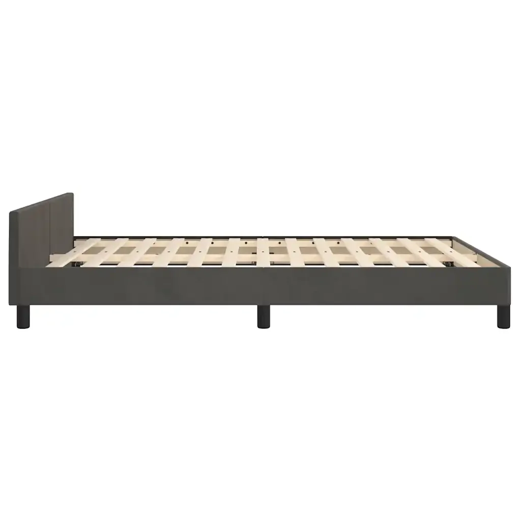 Letto matrimoniale | Letto per adulti | Giroletto senza Materasso Grigio Scuro 140x190 cm Velluto - Image 6