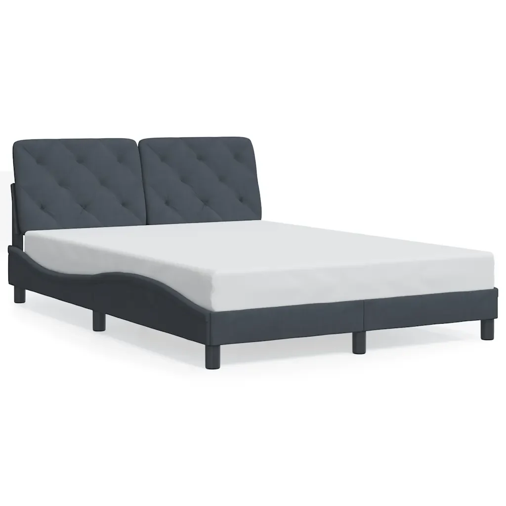 Letto matrimoniale | Letto per adulti | Giroletto senza Materasso Grigio Scuro 140x190 cm Velluto