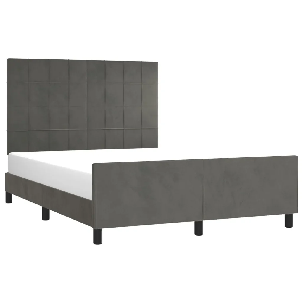Letto matrimoniale | Letto per adulti | Giroletto senza Materasso Grigio Scuro 140x190 cm Velluto - Image 4