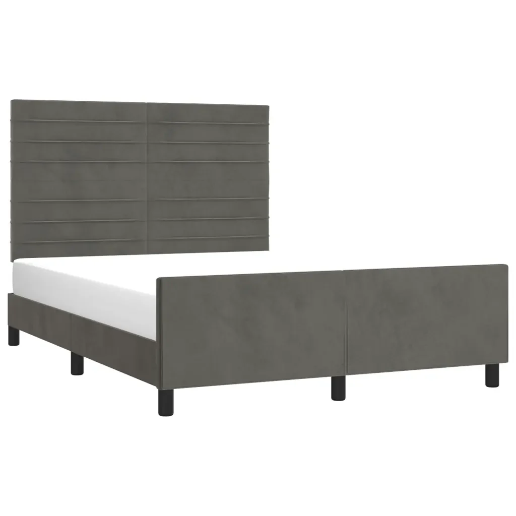 Letto matrimoniale | Letto per adulti | Giroletto senza Materasso Grigio Scuro 140x190 cm Velluto - Image 3