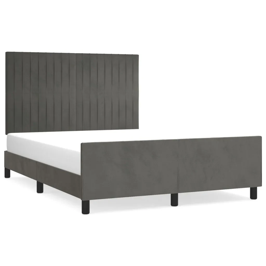 Letto matrimoniale | Letto per adulti | Giroletto senza Materasso Grigio Scuro 140x190 cm Velluto