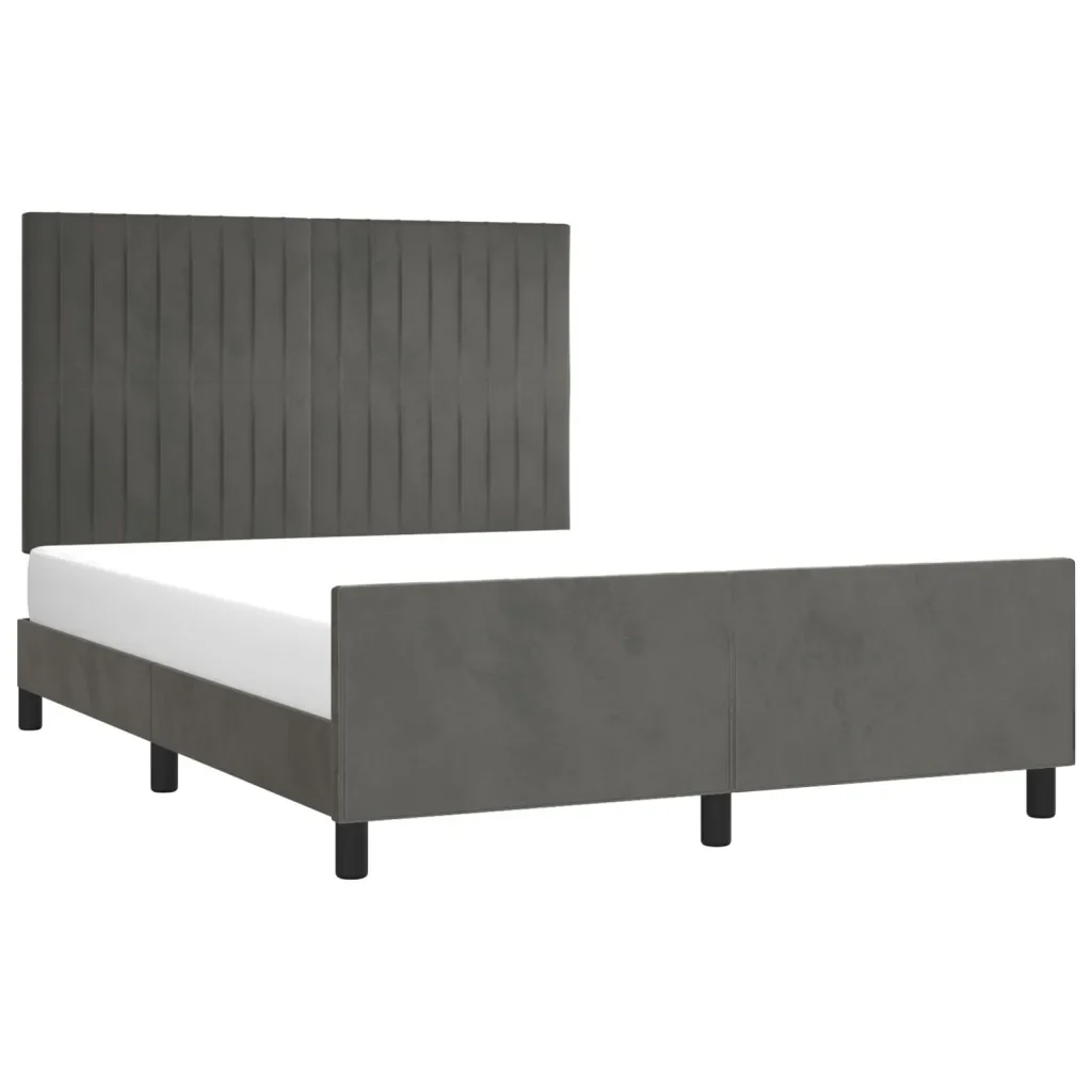 Letto matrimoniale | Letto per adulti | Giroletto senza Materasso Grigio Scuro 140x190 cm Velluto - Image 3