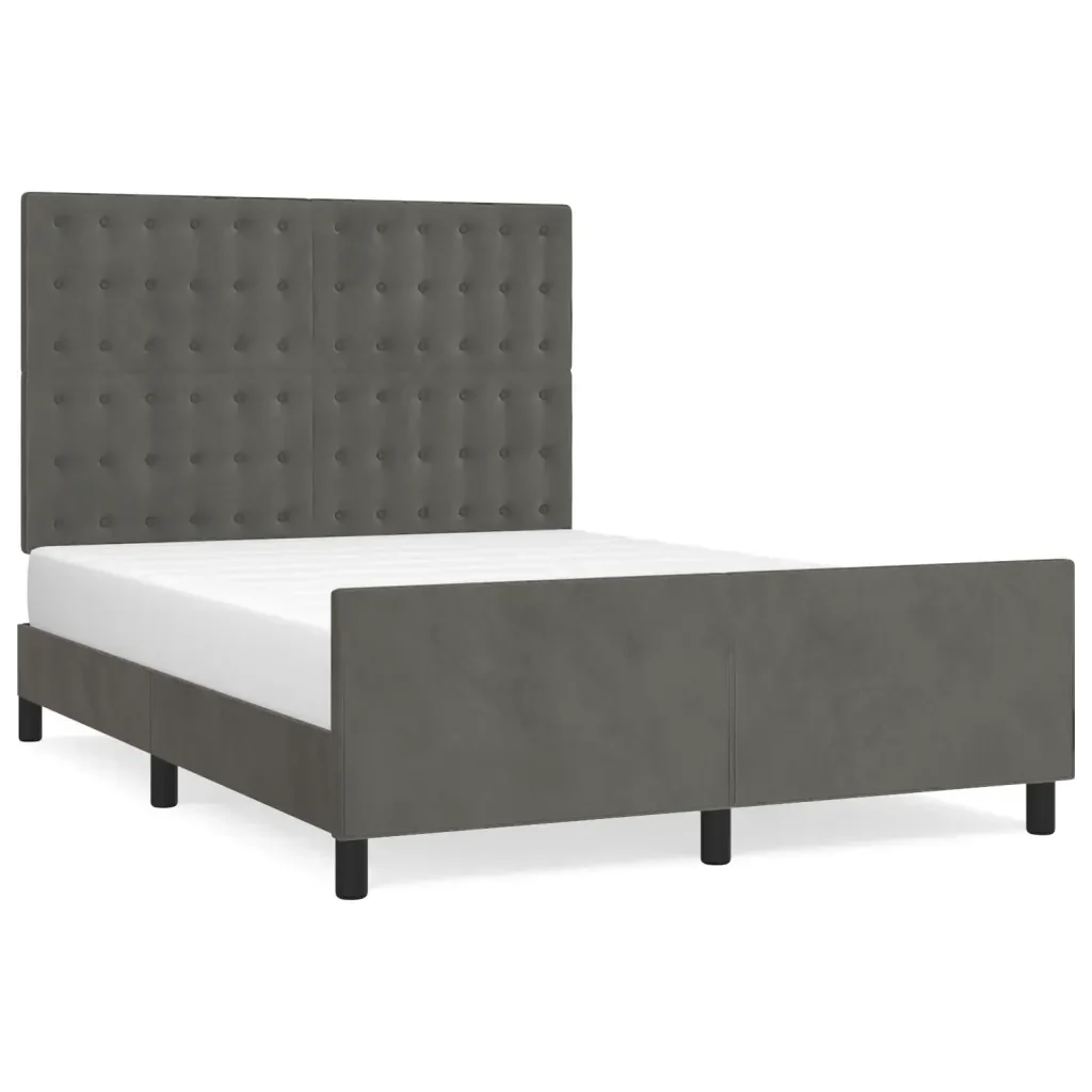 Letto matrimoniale | Letto per adulti | Giroletto senza Materasso Grigio Scuro 140x190 cm Velluto