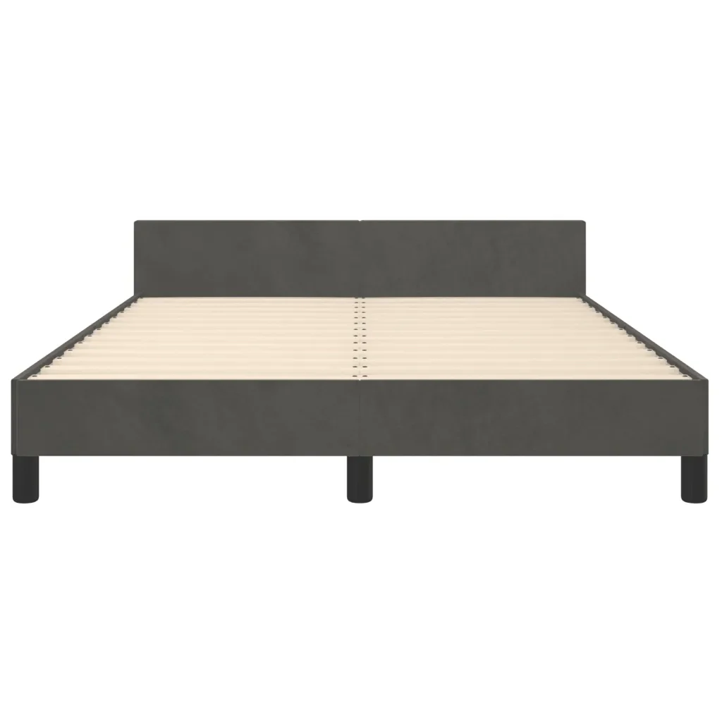 Letto matrimoniale | Letto per adulti | Giroletto senza Materasso Grigio Scuro 140x190 cm Velluto - Image 6